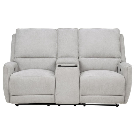 Power recliner button on Sylmar loveseat arm
