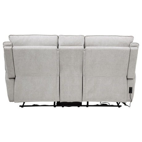 Back view of Sylmar chenille reclining loveseat