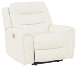 Warlin White Faux Leather Power Recliner - Ella Furniture
