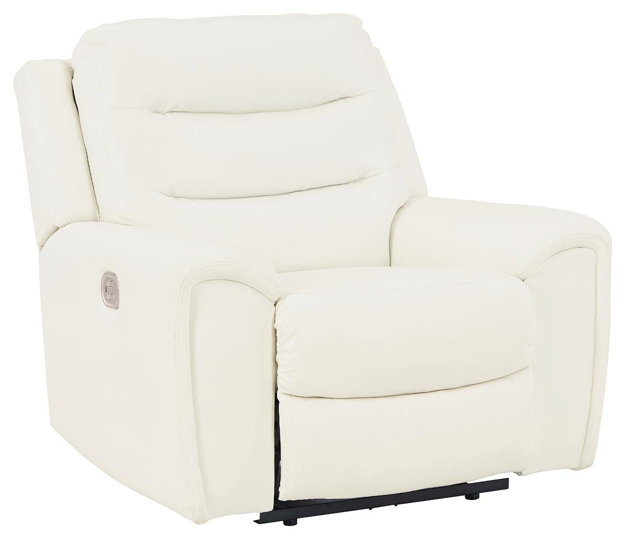 Warlin White Faux Leather Power Recliner - Ella Furniture