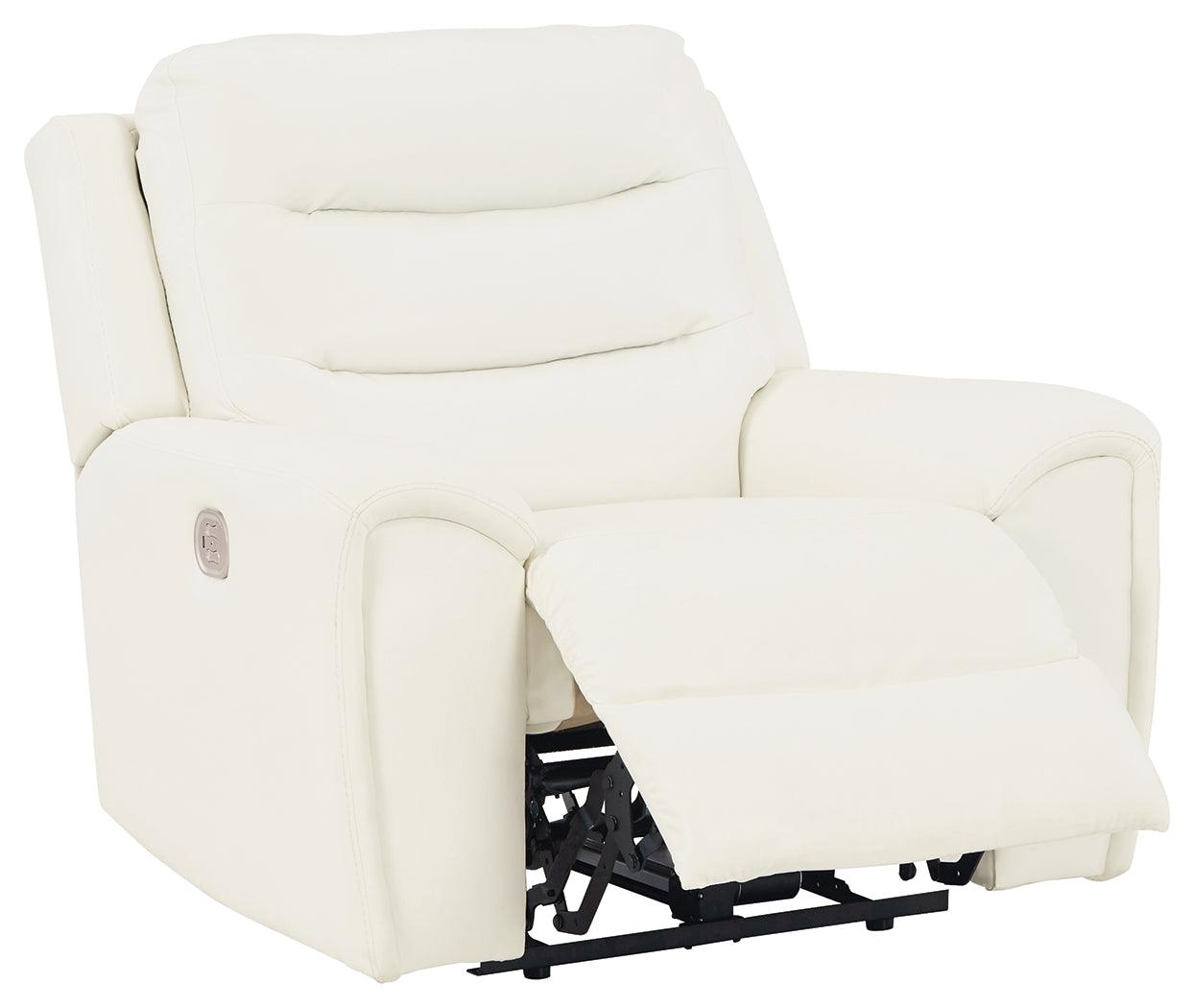 Warlin White Faux Leather Power Recliner - Ella Furniture