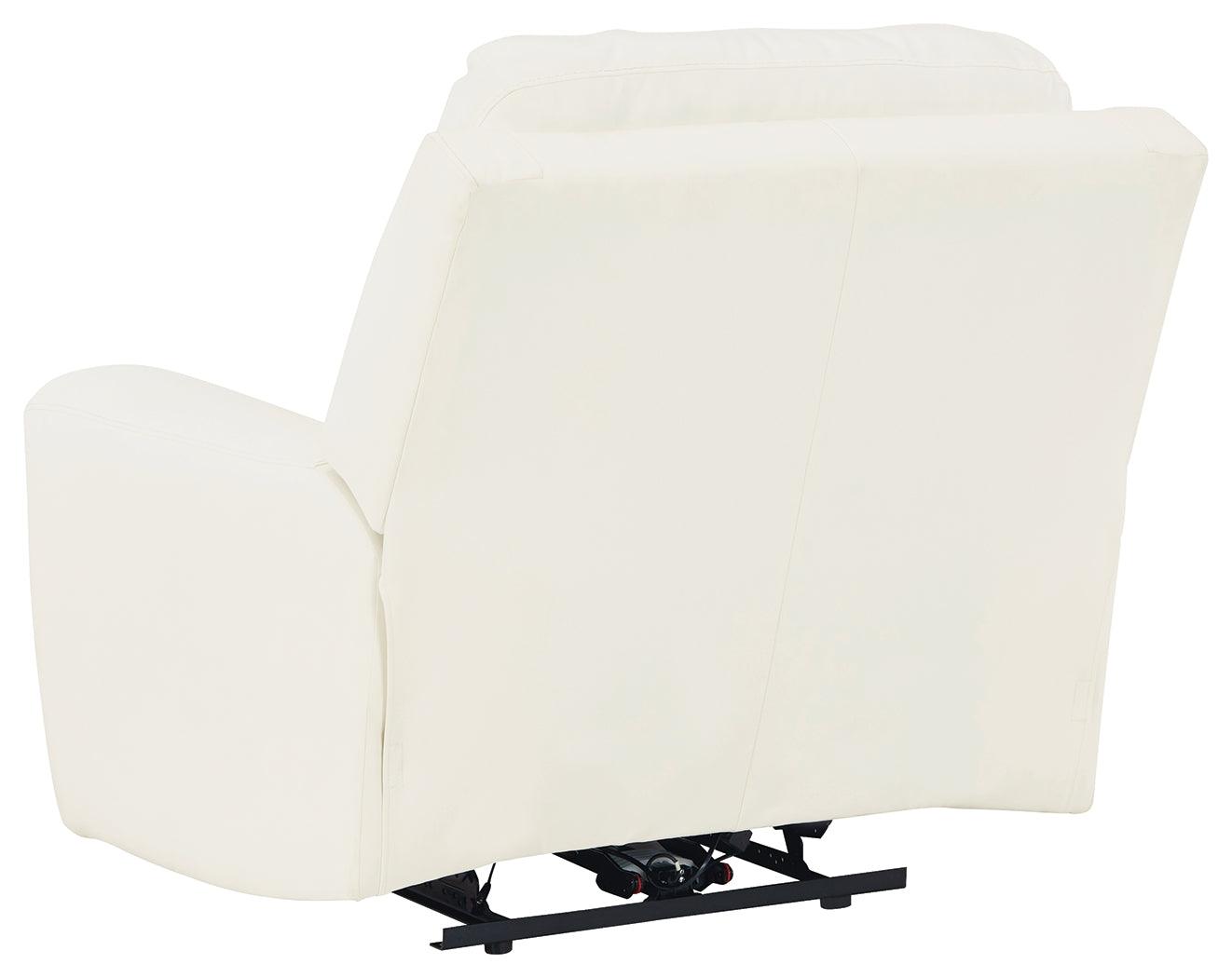 Warlin White Faux Leather Power Recliner - Ella Furniture