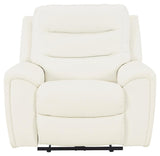 Warlin White Faux Leather Power Recliner - Ella Furniture