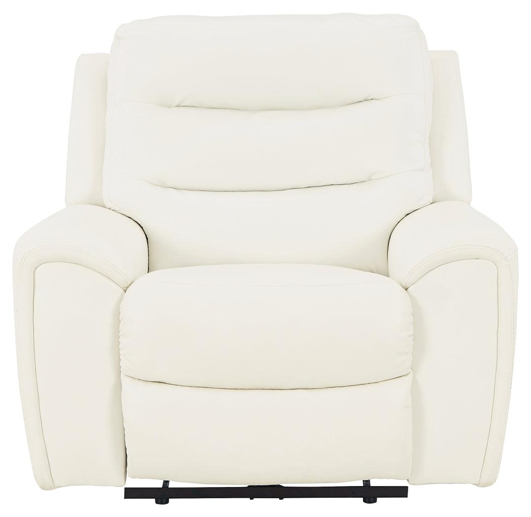 Warlin White Faux Leather Power Recliner - Ella Furniture