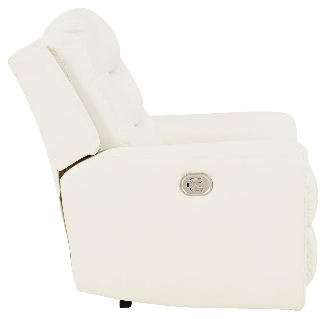 Warlin White Faux Leather Power Recliner - Ella Furniture