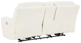 Warlin White Faux Leather Power Reclining Loveseat With Console - Ella Furniture