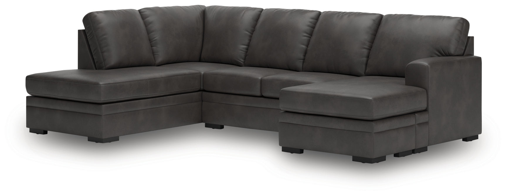 Detail shot of sectional sofa armrest and cushions