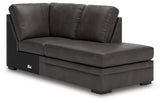 Living room setup featuring Lofton-Pike Shadow sectional with chaise