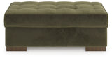 Side view of Caspian-Town olive velvet ottoman