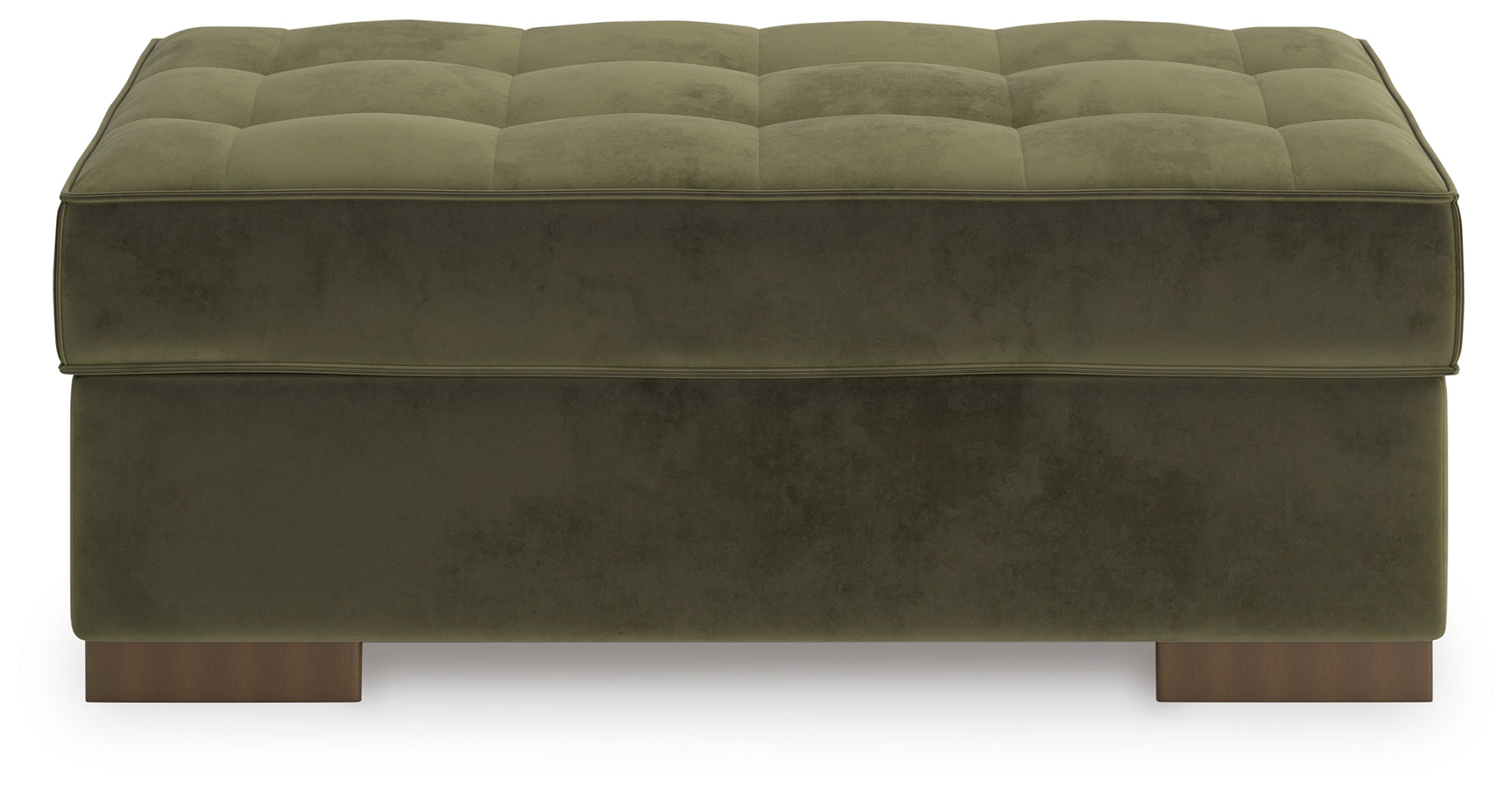 Side view of Caspian-Town olive velvet ottoman