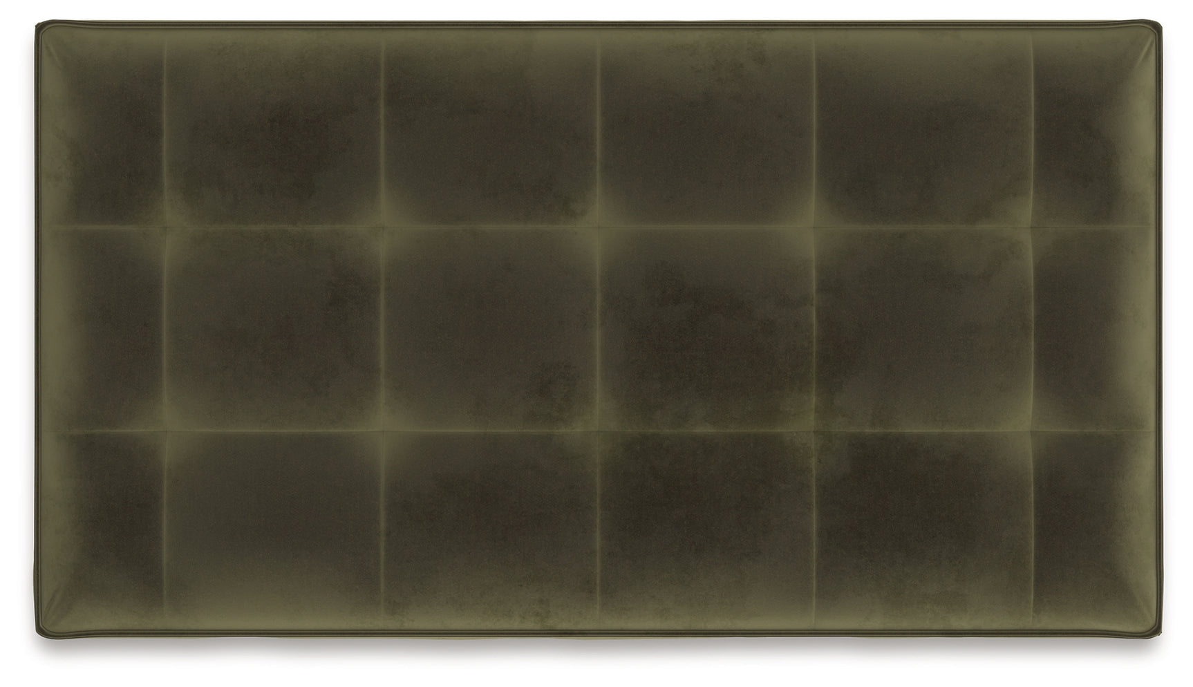 Close-up detail of tufted olive velvet upholstery