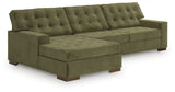 Side view of Caspian-Town Olive sectional with chaise