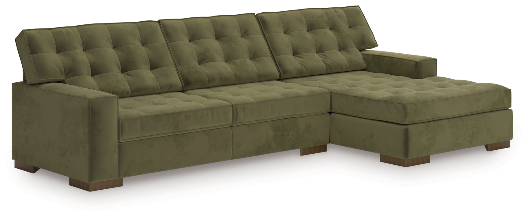 Side angle view of Caspian-Town Olive sectional sofa
