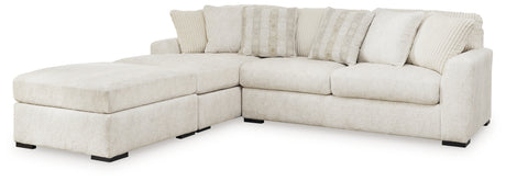 Close-up detail of ivory upholstery on sectional