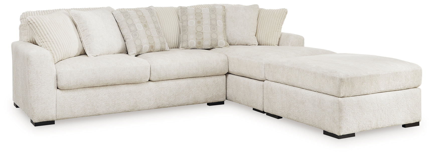 Chessington Ivory 2-Piece Sectional Sofa with Ottoman side view