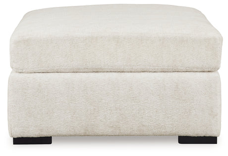 Side view of Chessington Ivory 2-Piece Sectional Sofa with Ottoman