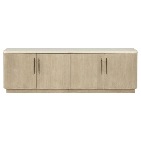 Lucaire 4-Door TV Stand for TVs up to 77 Inches Honed Cream and Sandstone — product image 3