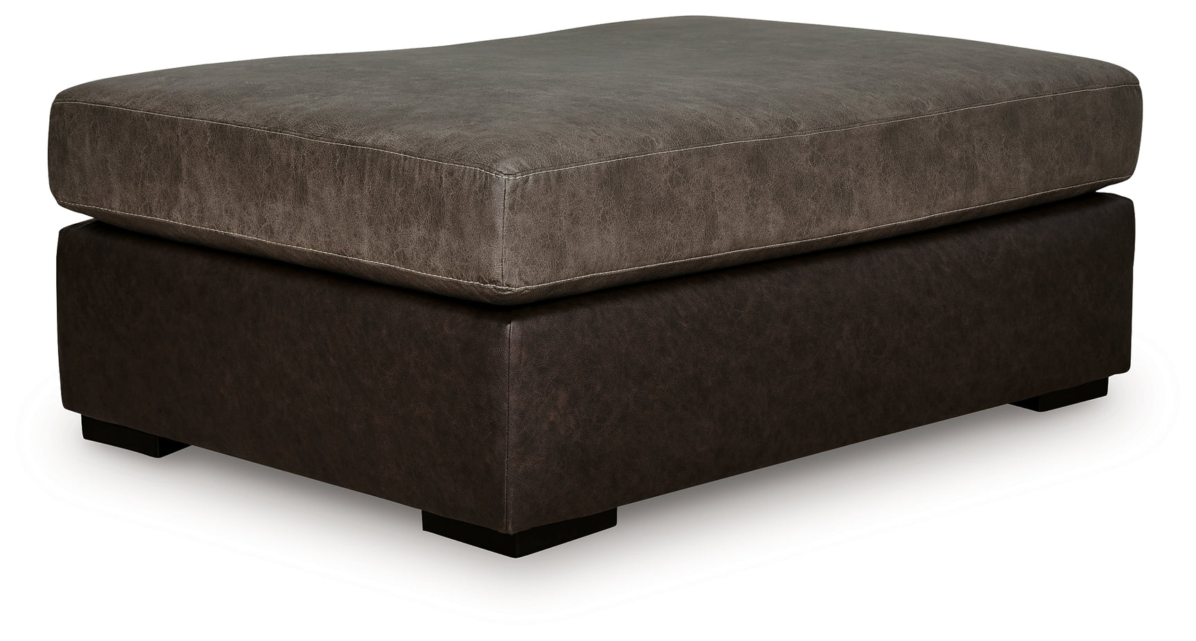 Castille Way Fossil Faux Leather Oversized Accent Ottoman head-on view