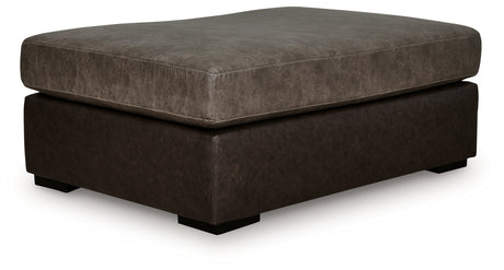 Castille Way Fossil Faux Leather Oversized Accent Ottoman head-on view