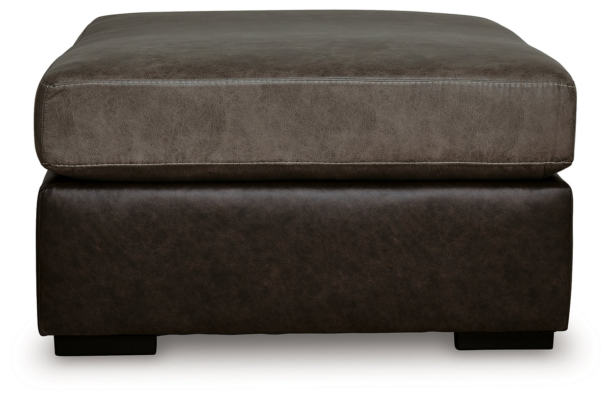 Castille Way Fossil Faux Leather Oversized Accent Ottoman angled side view