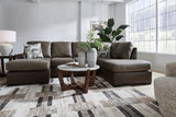 Detailed view of fossil upholstery texture and cushions