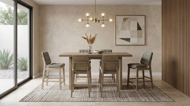 Decker 7-Piece 70-Inch Rectangular Counter Height Dining Set Grey and Natural Oak — product view