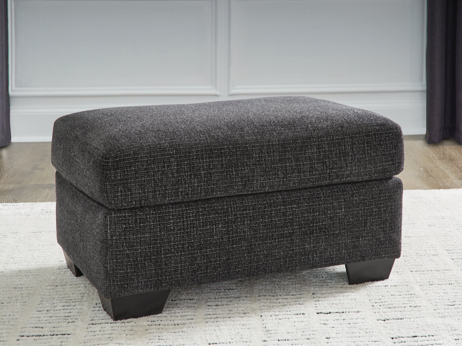 Loreo Ebony Chenille Ottoman