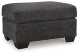 Loreo Ottoman side view showing chenille fabric texture