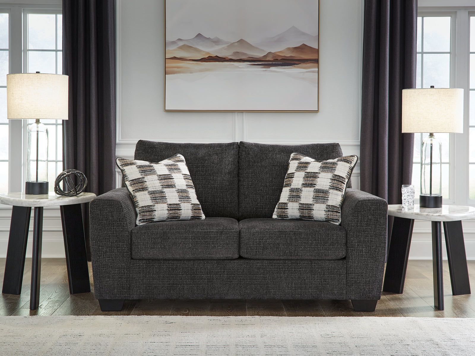 Loreo Ebony Chenille Loveseat