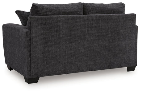 Loreo Ebony Chenille Loveseat side view