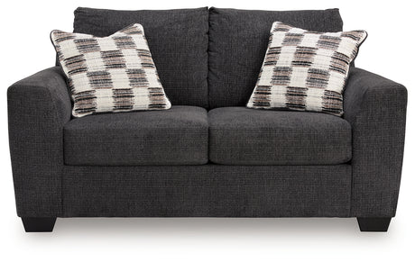 Loreo Ebony Chenille Loveseat back view