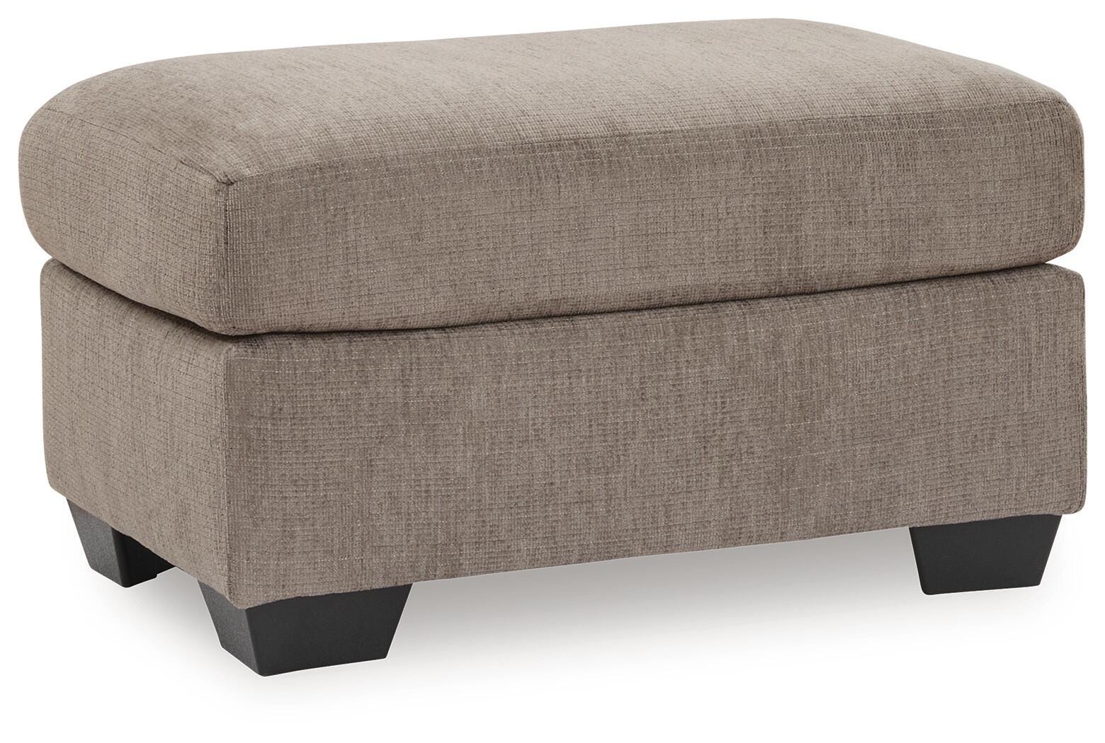 Loreo Truffle Chenille Ottoman angled view