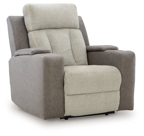WhipLash Sisal Chenille Power Recliner side angle closed
