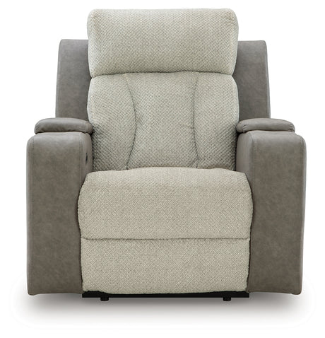 WhipLash Sisal Chenille Power Recliner head-on front view