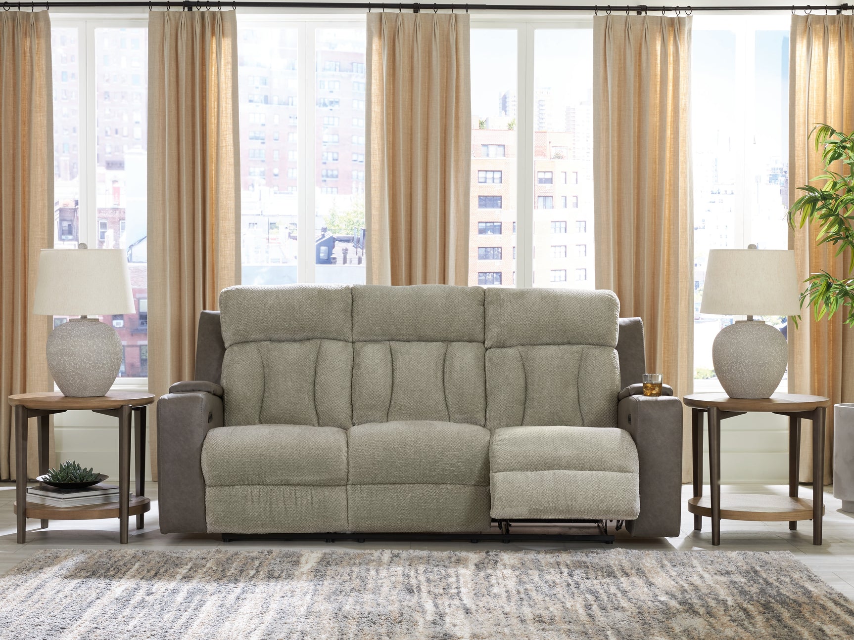 WhipLash Sisal Chenille Power Reclining Sofa