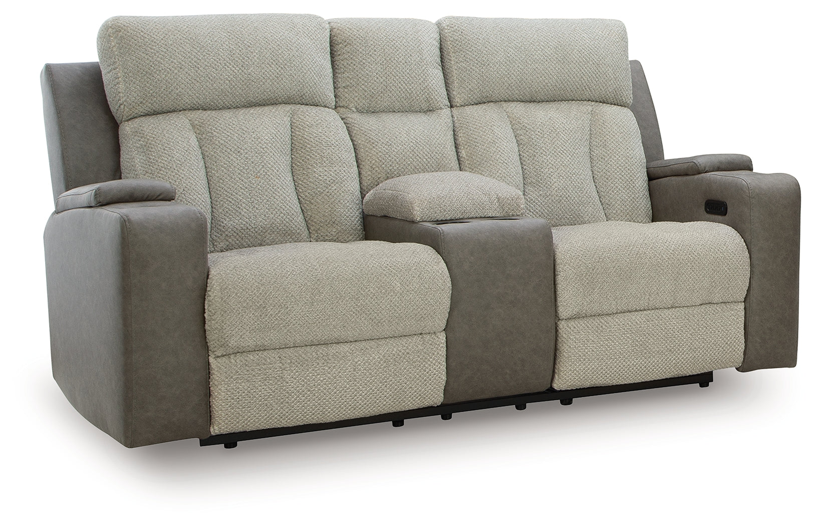 WhipLash Sisal Chenille Power Reclining Loveseat with Console