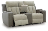 WhipLash Sisal Chenille Power Reclining Loveseat with Console