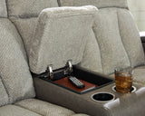 WhipLash Sisal Chenille Power Reclining Loveseat with Console