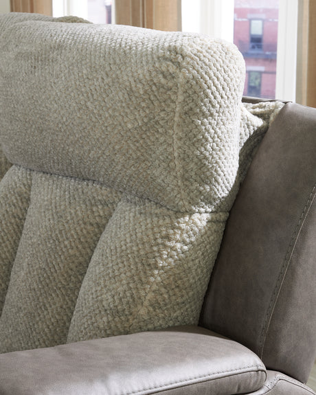 Extended footrest on sofa recliner