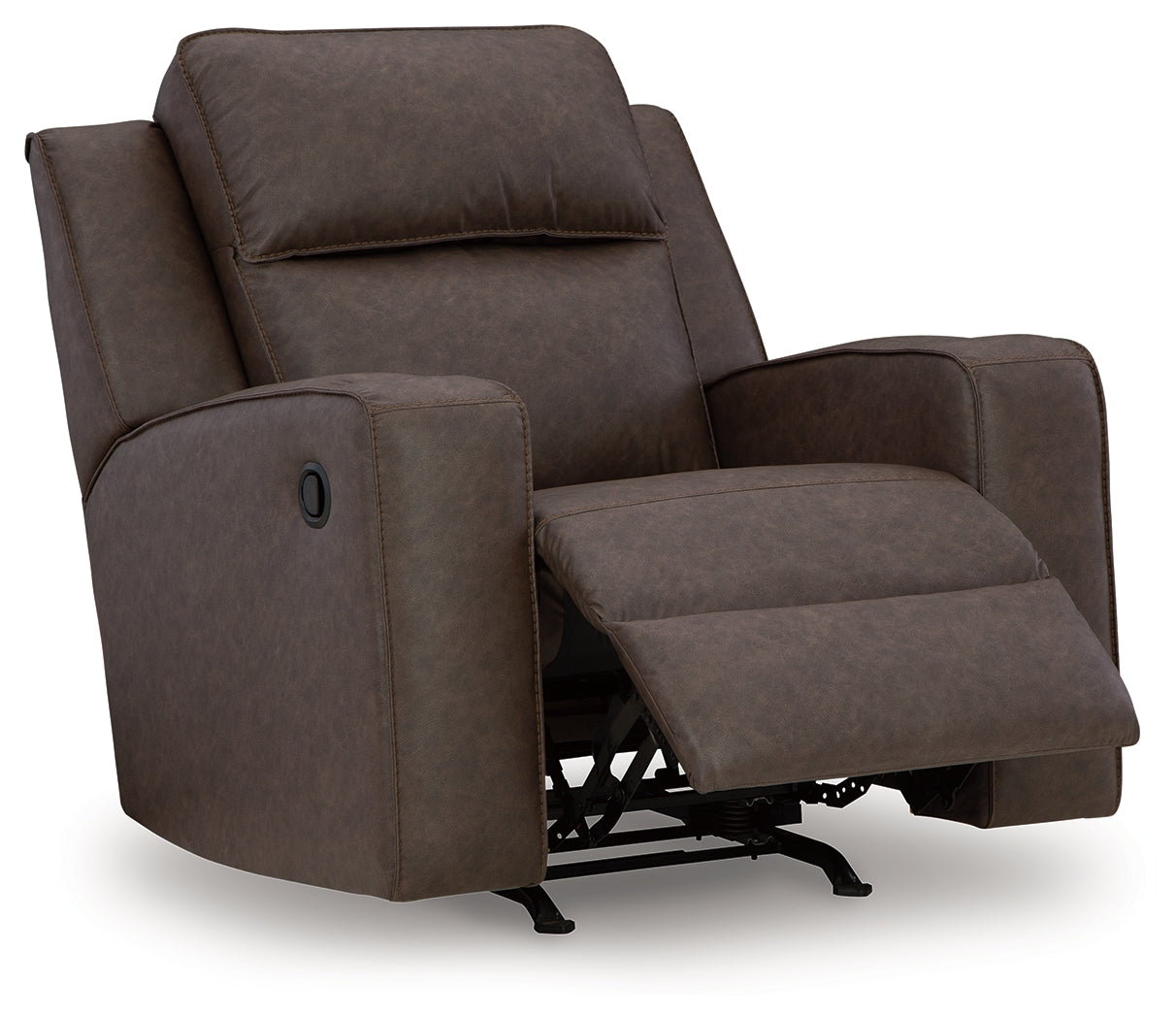 Lavenhorne Umber loveseat with track arm closeup