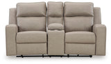 Back view of Lavenhorne pebble faux leather reclining loveseat
