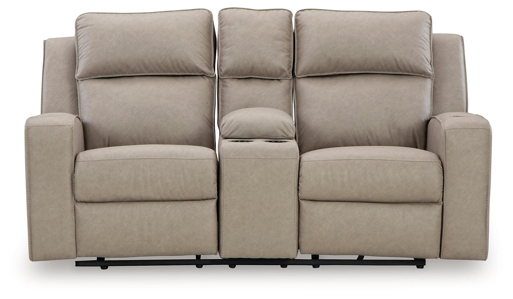 Back view of Lavenhorne pebble faux leather reclining loveseat