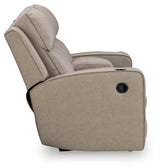 Close-up of console with dual cup holders on Lavenhorne loveseat