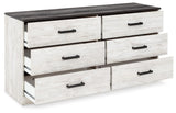 Shawburn Whitewash/Charcoal Gray Dresser — angled view