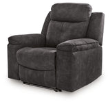 Brysonview Charcoal Faux Leather Recliner angled main view