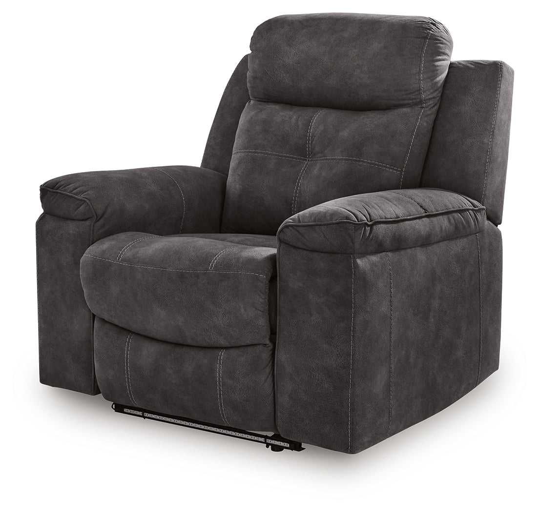 Brysonview Charcoal Faux Leather Recliner angled main view