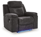 Brysonview Charcoal Faux Leather Recliner with LED lighting white