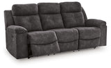 Brysonview Reclining Sofa angled view with footrest extended and LED off