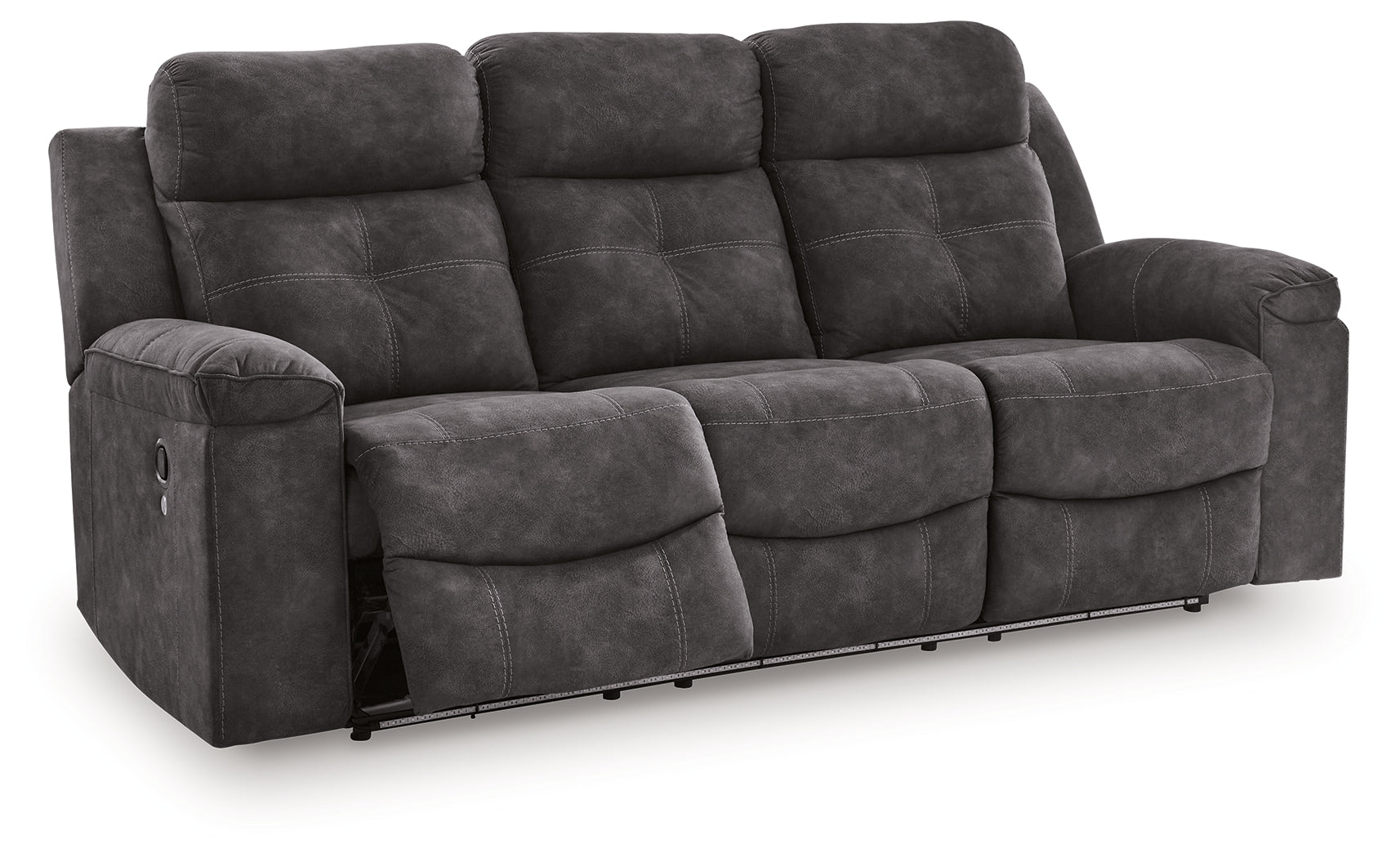 Brysonview Reclining Sofa angled view with footrest extended and LED off