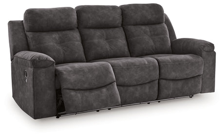Brysonview Reclining Sofa angled view with footrest extended and LED off